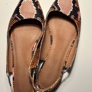 Madewell Margot Snakeskin Pattern Slingback Flats